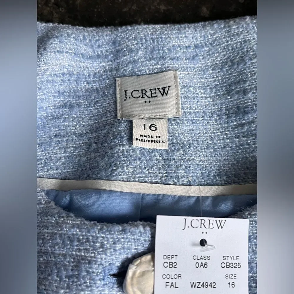 J Crew Women's Tweed Blazer Size18 Classic Elegant Short Coat Office Business